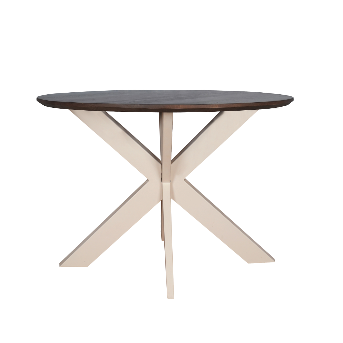 Ronde Eettafel - 150 cm - Walnootkleur Mangohout - Zandkleurige Designpoot