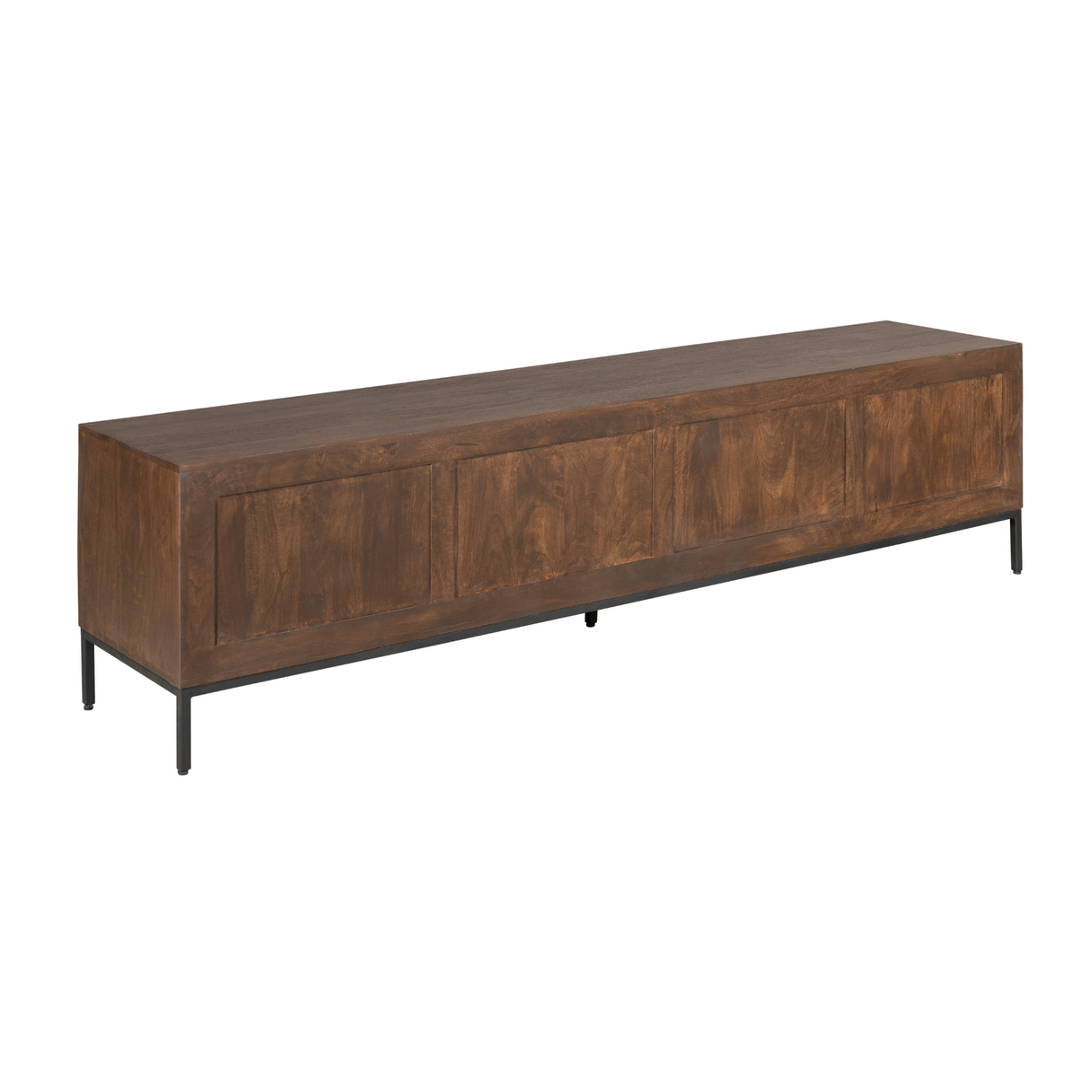 TV-meubel - Bruin Mangohout - 210 cm - Verticaal Lattenpatroon - 4 Deuren