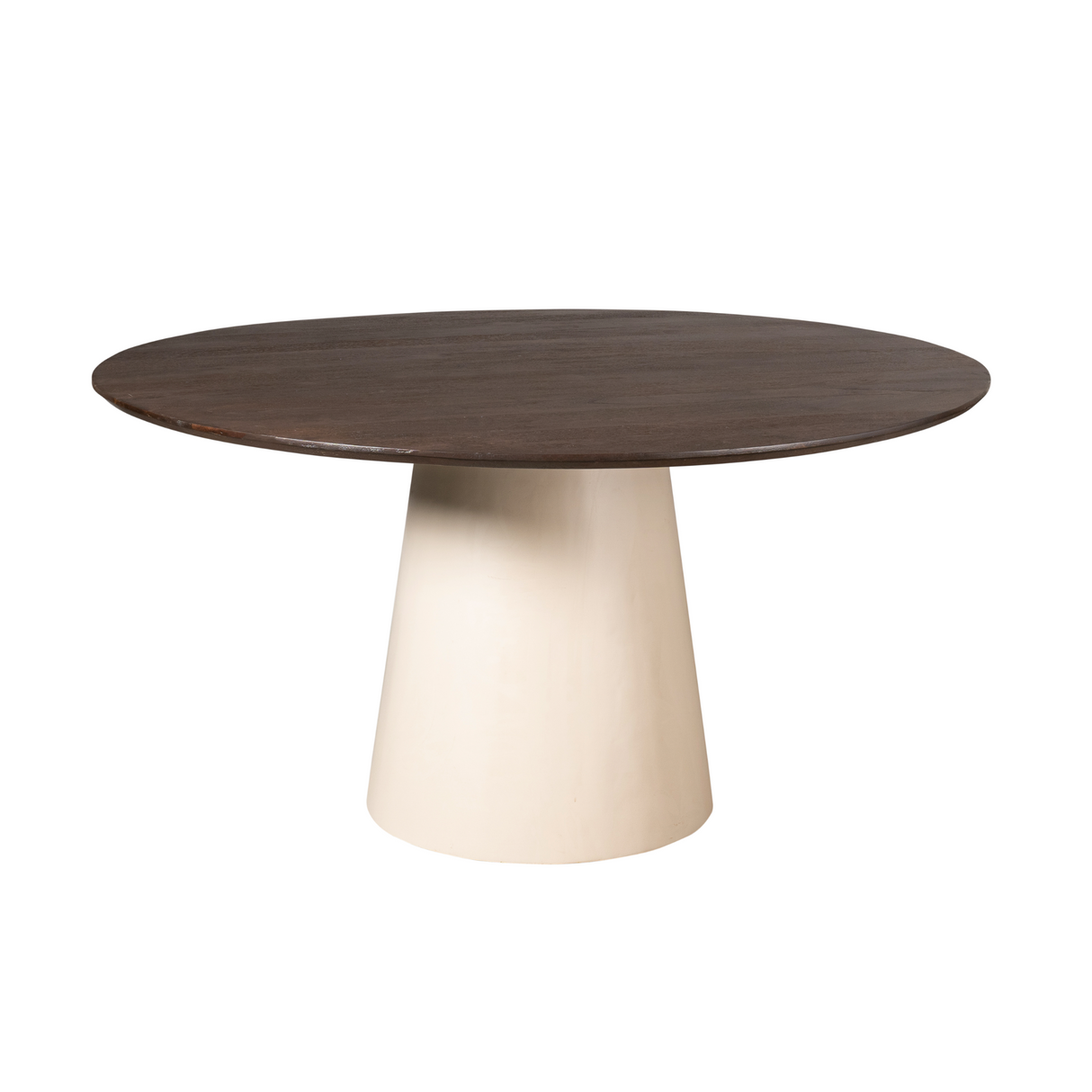 Ronde Eettafel - Bruin Mangohout - 150 cm - Zandkleurige Conische Poot