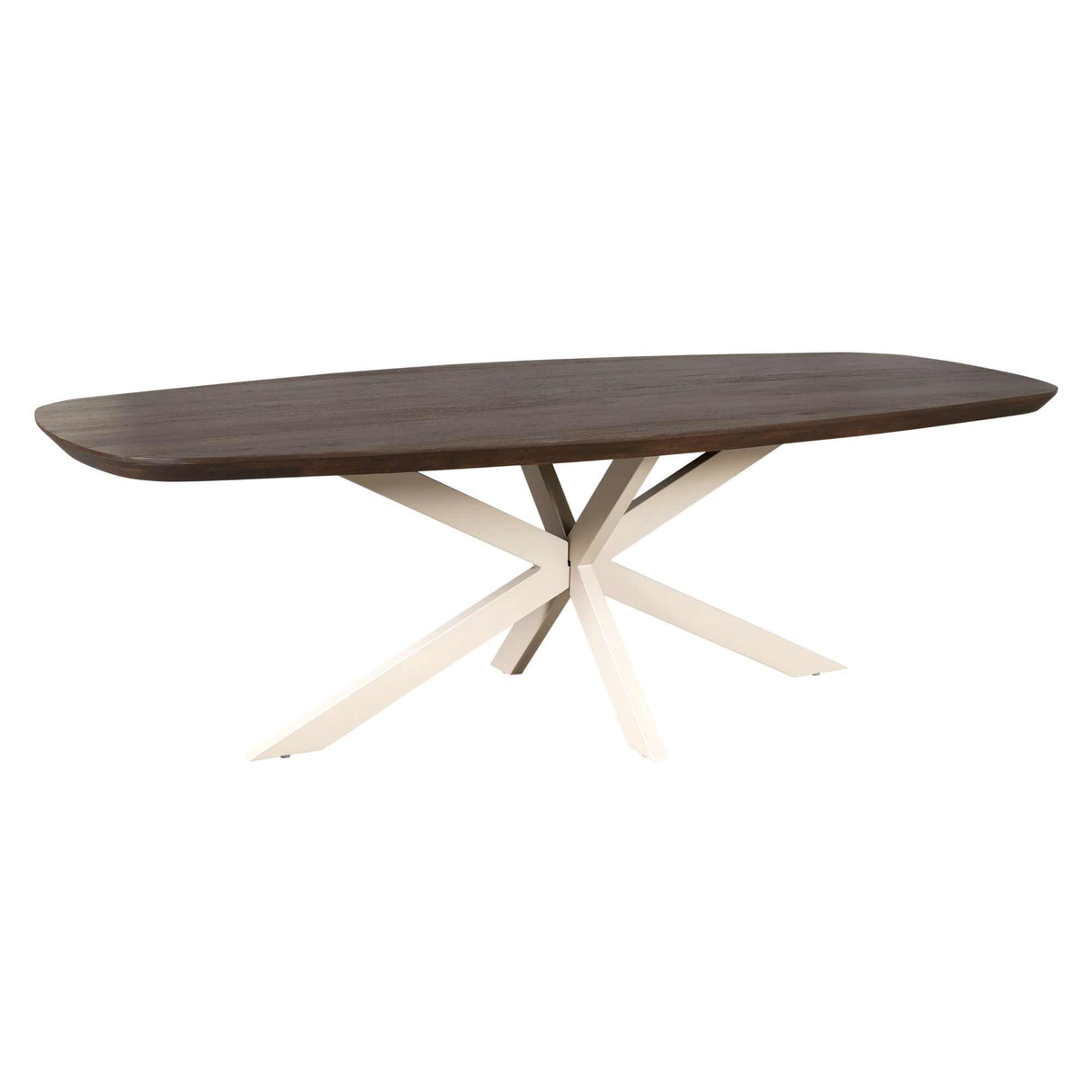Deens Ovale Eettafel - Bruin Mangohout - 200 cm - Zandkleurige Metalen Spiderpoot