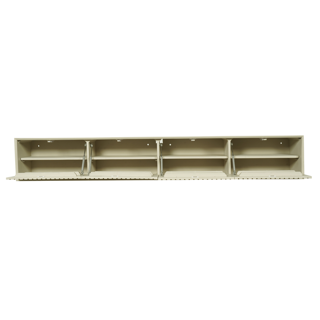 Zwevend TV-meubel Zand Mangohout - 240 cm - Verticaal Lattenpatroon en Push-to-Open