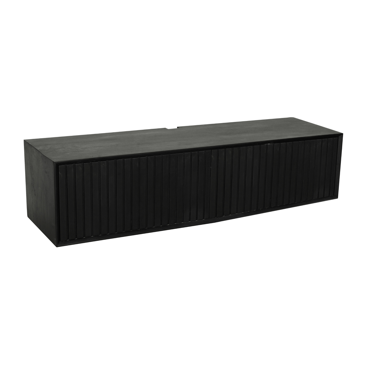 Zwevend Tv-meubel Zwart Mangohout - 120 cm - Lattenpatroon