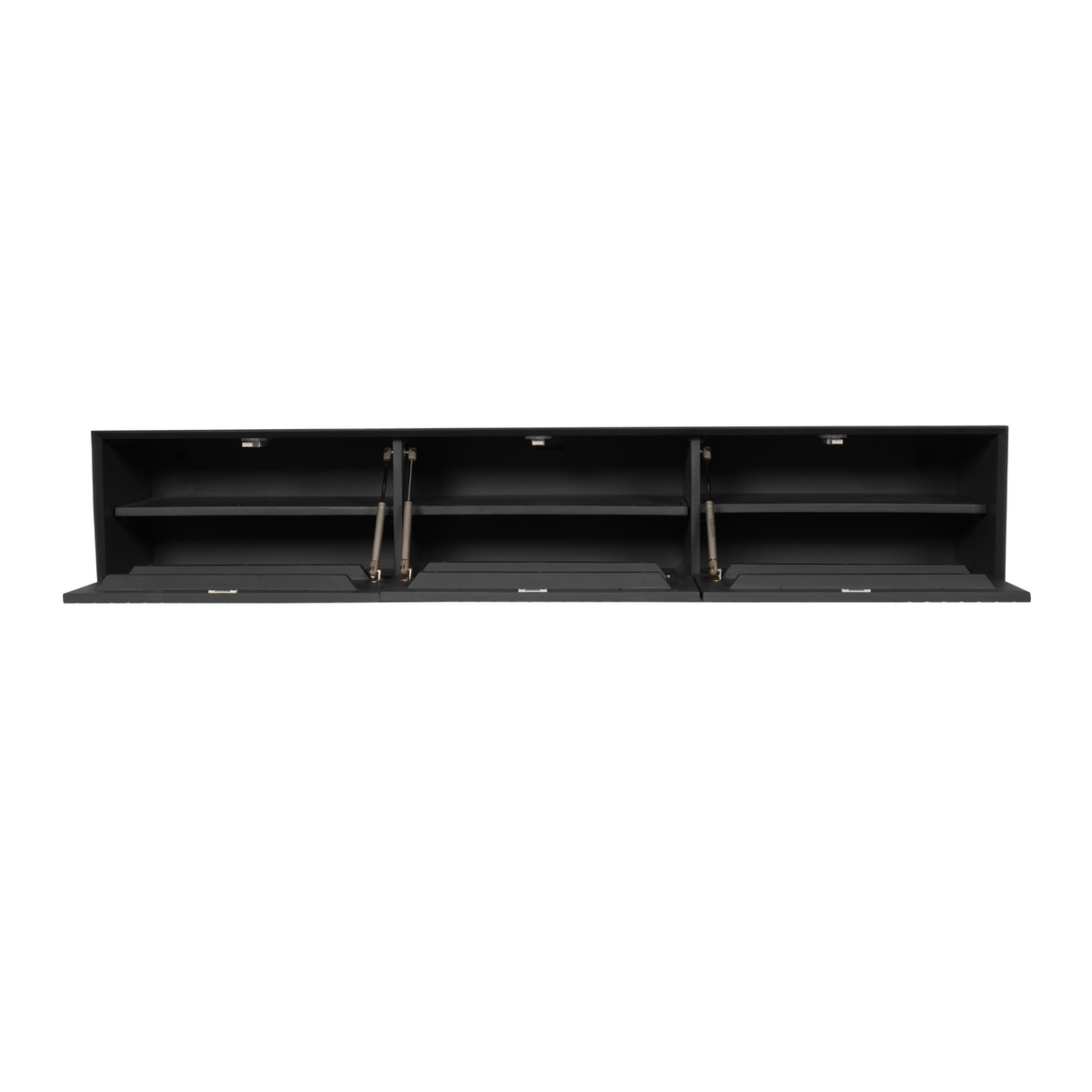 Zwevend Tv-meubel Zwart Mangohout - 160 cm - Lattenpatroon
