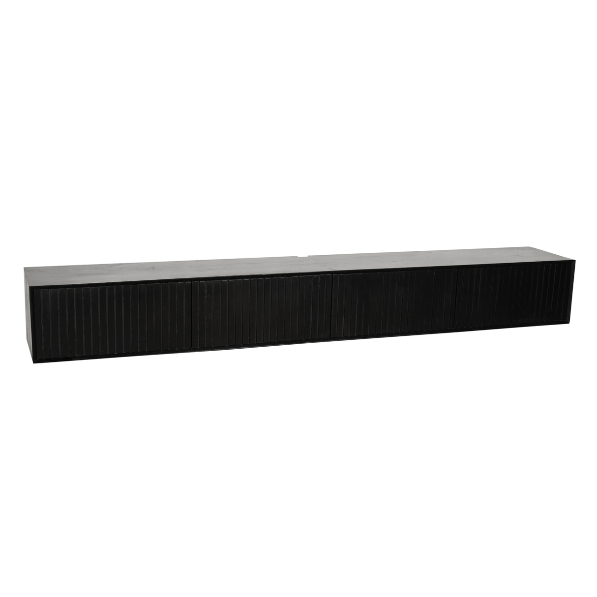 Zwevend TV-meubel Zand Mangohout - 120 cm - Verticaal Lattenpatroon en Push-to-Open
