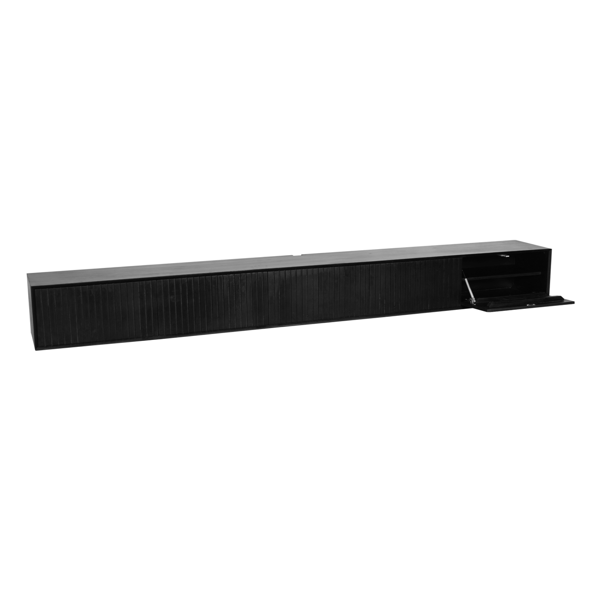 Zwevend TV-meubel Zand Mangohout - 120 cm - Verticaal Lattenpatroon en Push-to-Open