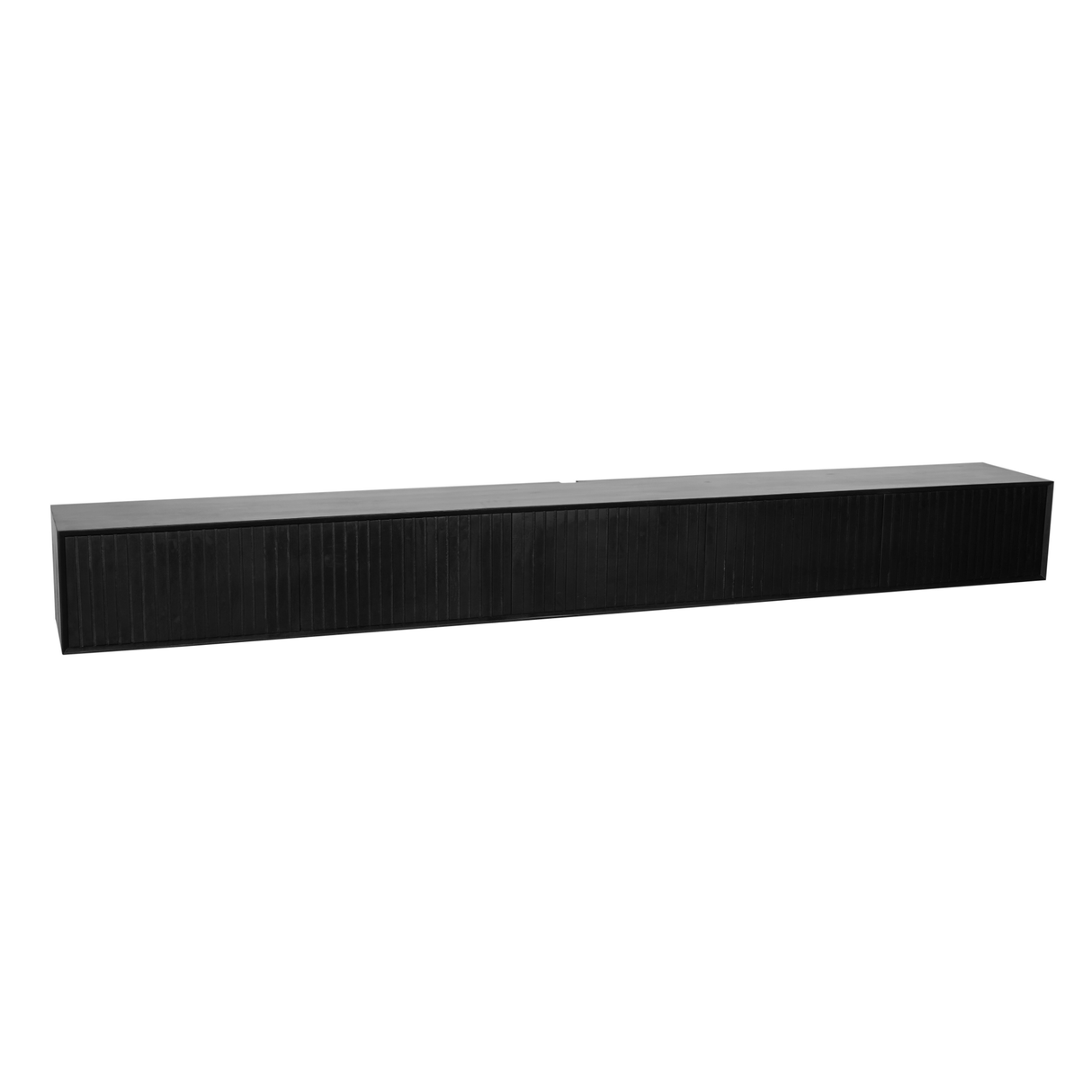 Zwevend Tv-meubel Zwart Mangohout - 280 cm - Lattenpatroon
