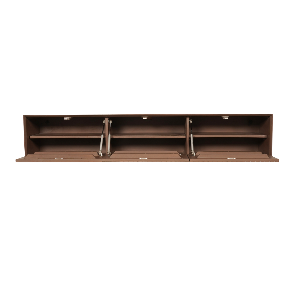 Zwevend TV-meubel Zand Mangohout - 120 cm - Verticaal Lattenpatroon en Push-to-Open