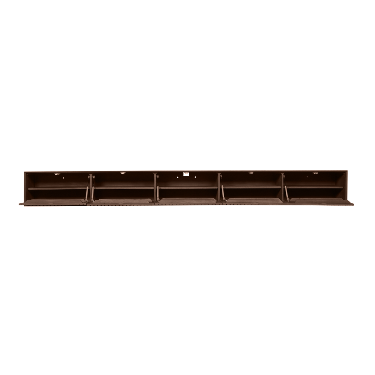 Zwevend TV-meubel Zand Mangohout - 120 cm - Verticaal Lattenpatroon en Push-to-Open