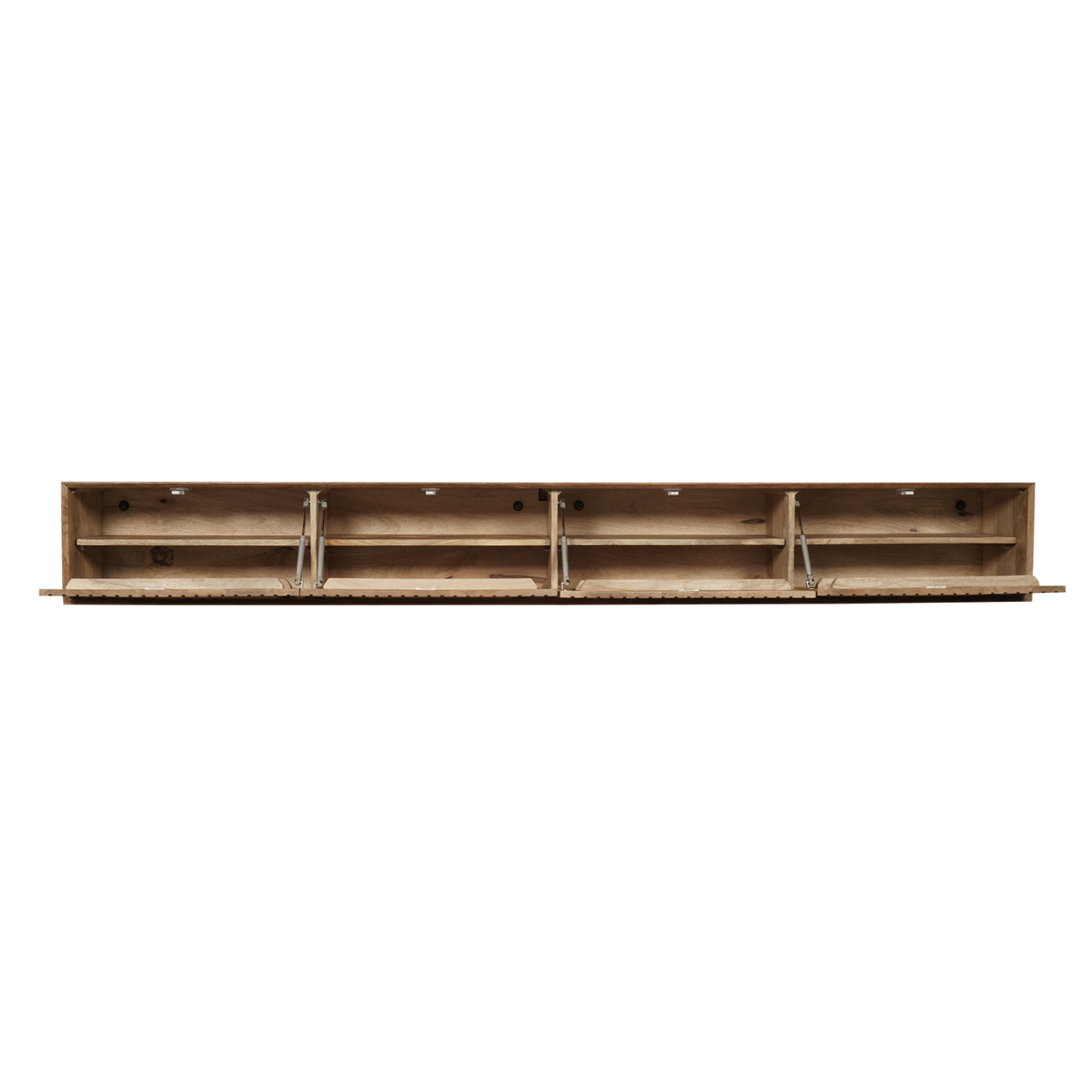 Zwevend Tv-meubel Naturel Mangohout - 280 cm - Lattenpatroon