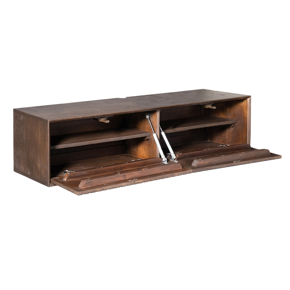 Zwevend TV-meubel - Bruin Mangohout - 120 cm - Lattenstructuur