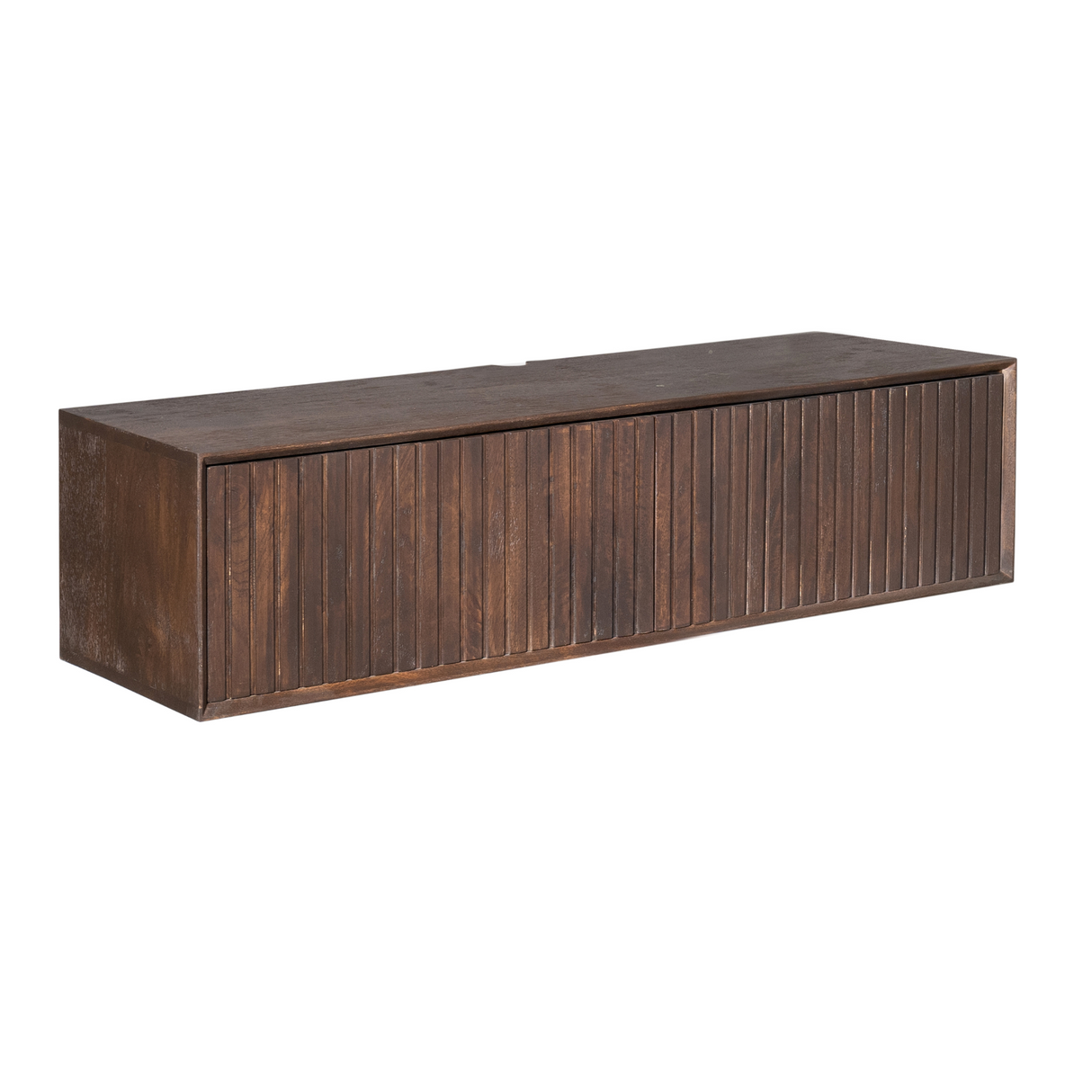 Zwevend TV-meubel - Bruin Mangohout - 120 cm - Lattenstructuur