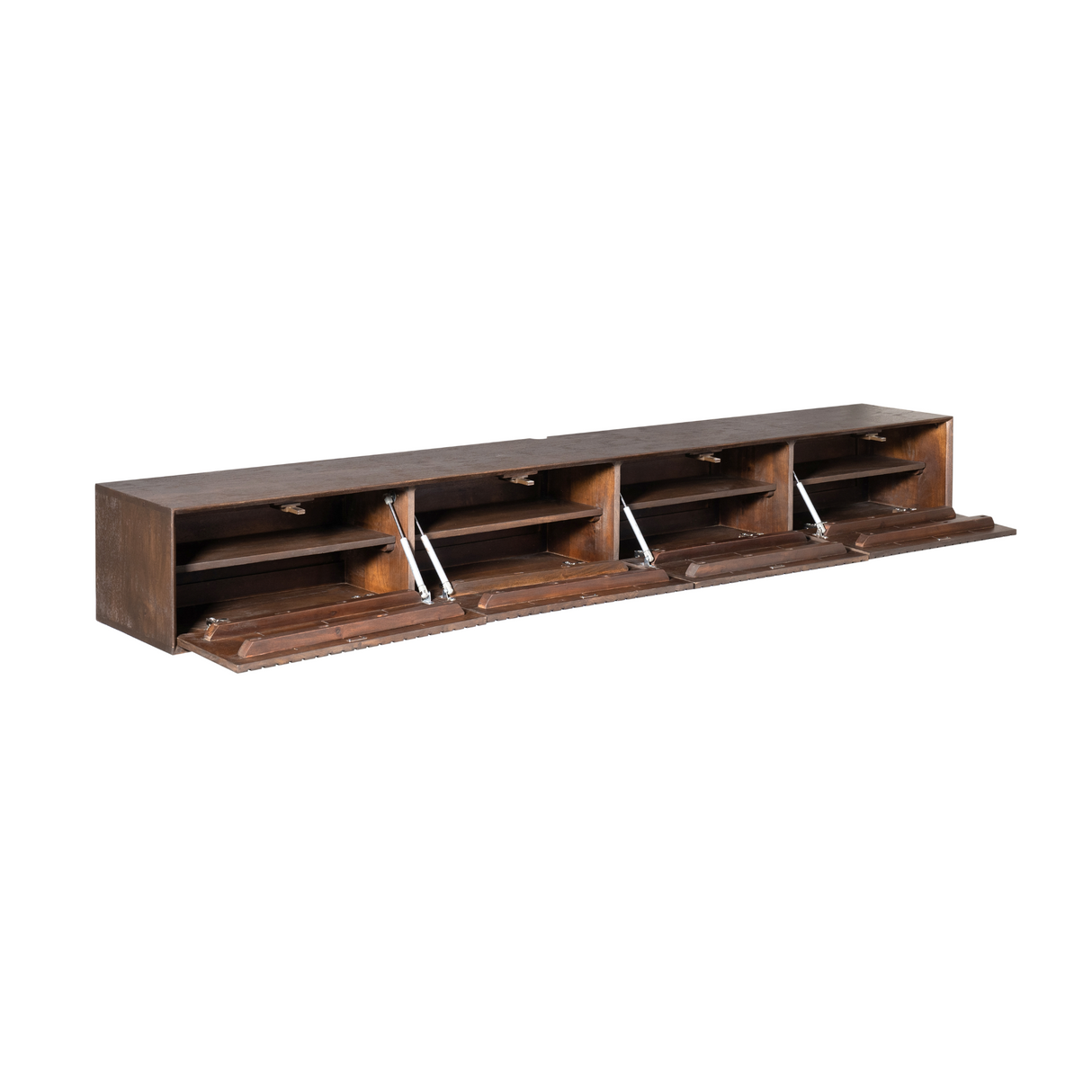 Zwevend TV-meubel - Bruin Mangohout - 240 cm - Lattenstructuur