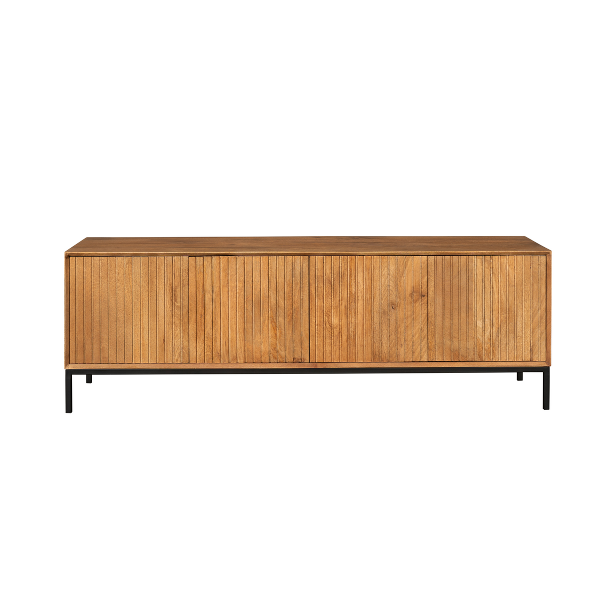 Tv-meubel - Naturel Mangohout - 165 cm - Verticaal Lattenpatroon