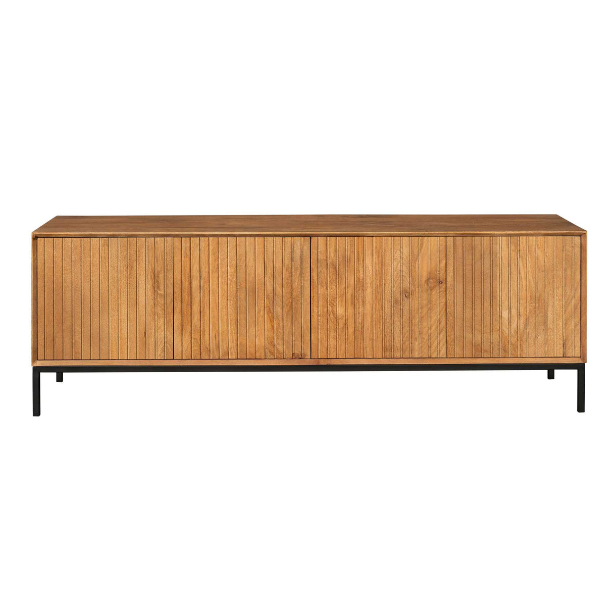 Tv-meubel - Naturel Mangohout - 165 cm - Verticaal Lattenpatroon
