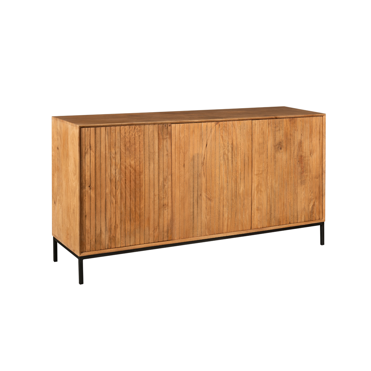 Dressoir - Naturel Mangohout - 165 cm - Verticaal Lattenpatroon