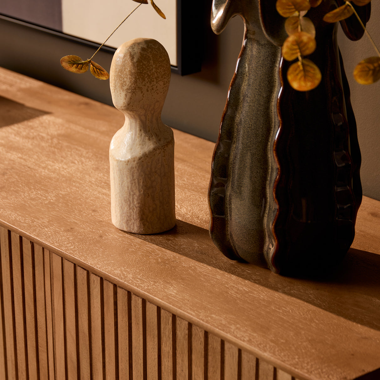 Dressoir - Naturel Mangohout - 165 cm - Verticaal Lattenpatroon