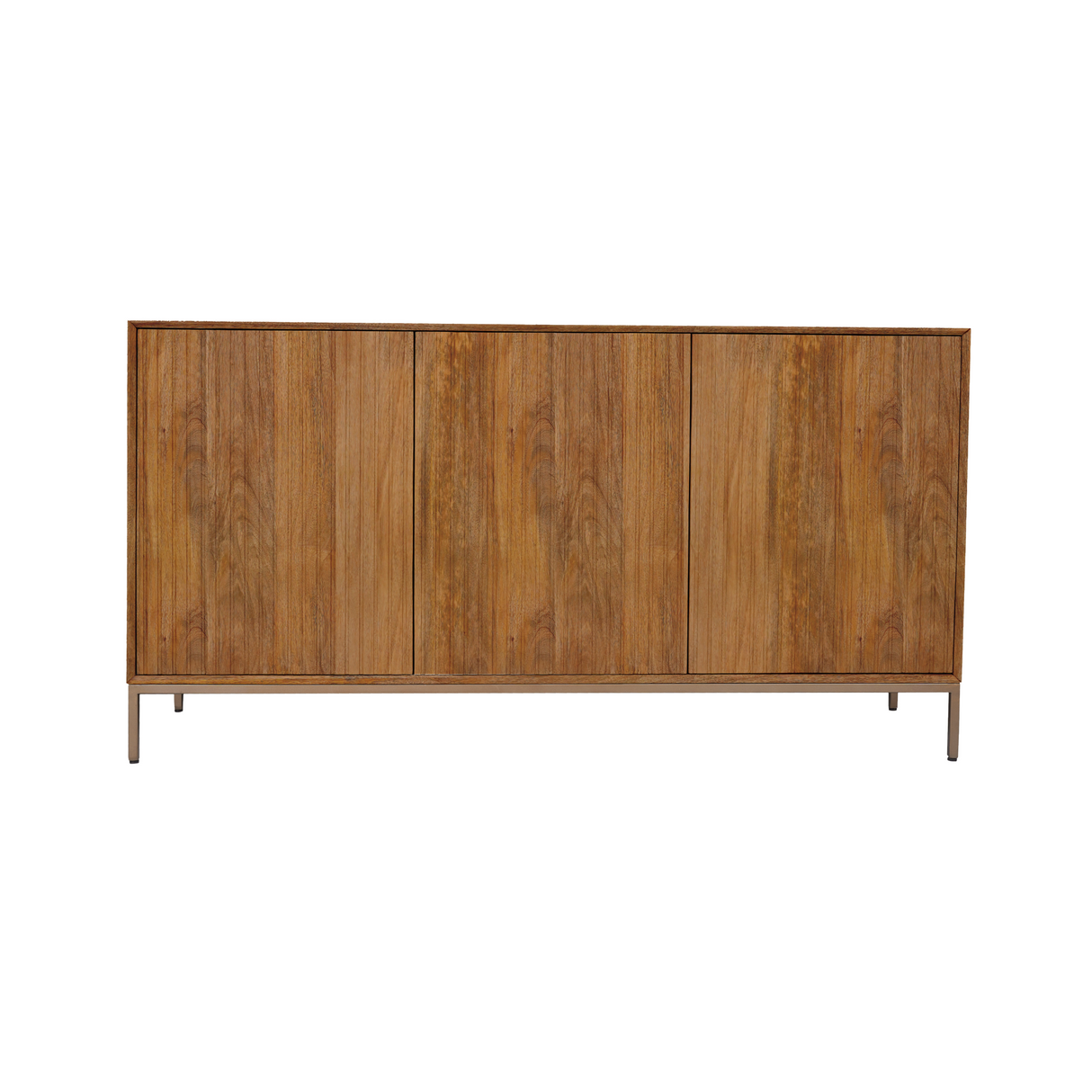 Tv-meubel - Naturel Mangohout - 165 cm - Verticaal Lattenpatroon