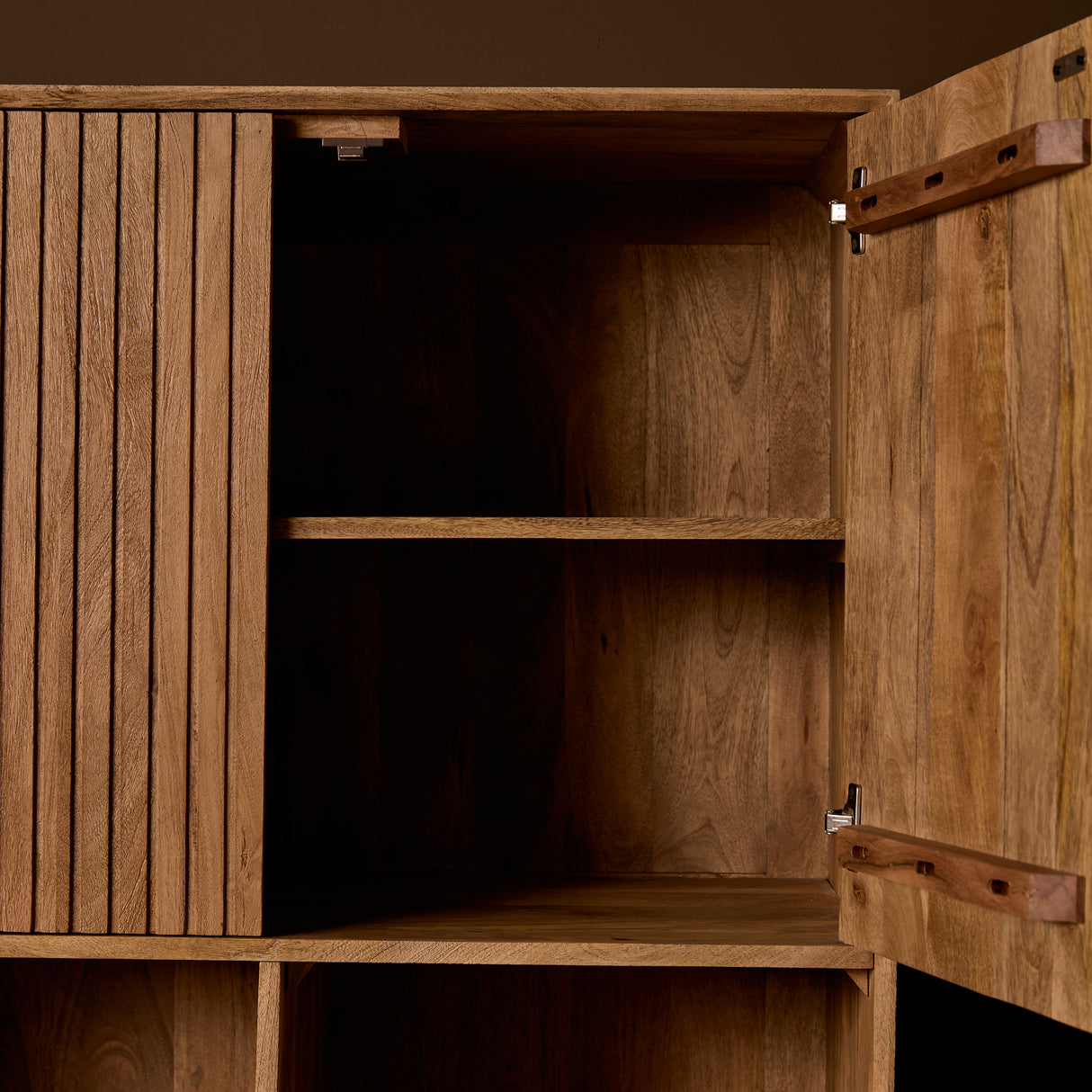Vakkenkast - Naturel Mangohout - 90 cm - Verticaal Lattenpatroon