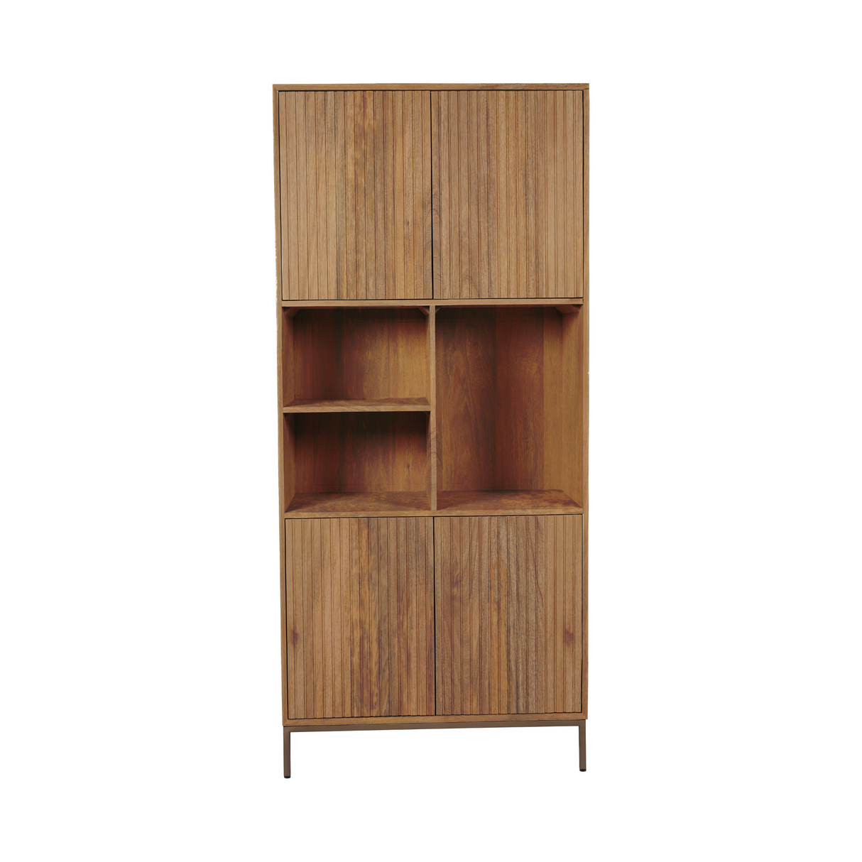 Tv-meubel - Naturel Mangohout - 165 cm - Verticaal Lattenpatroon