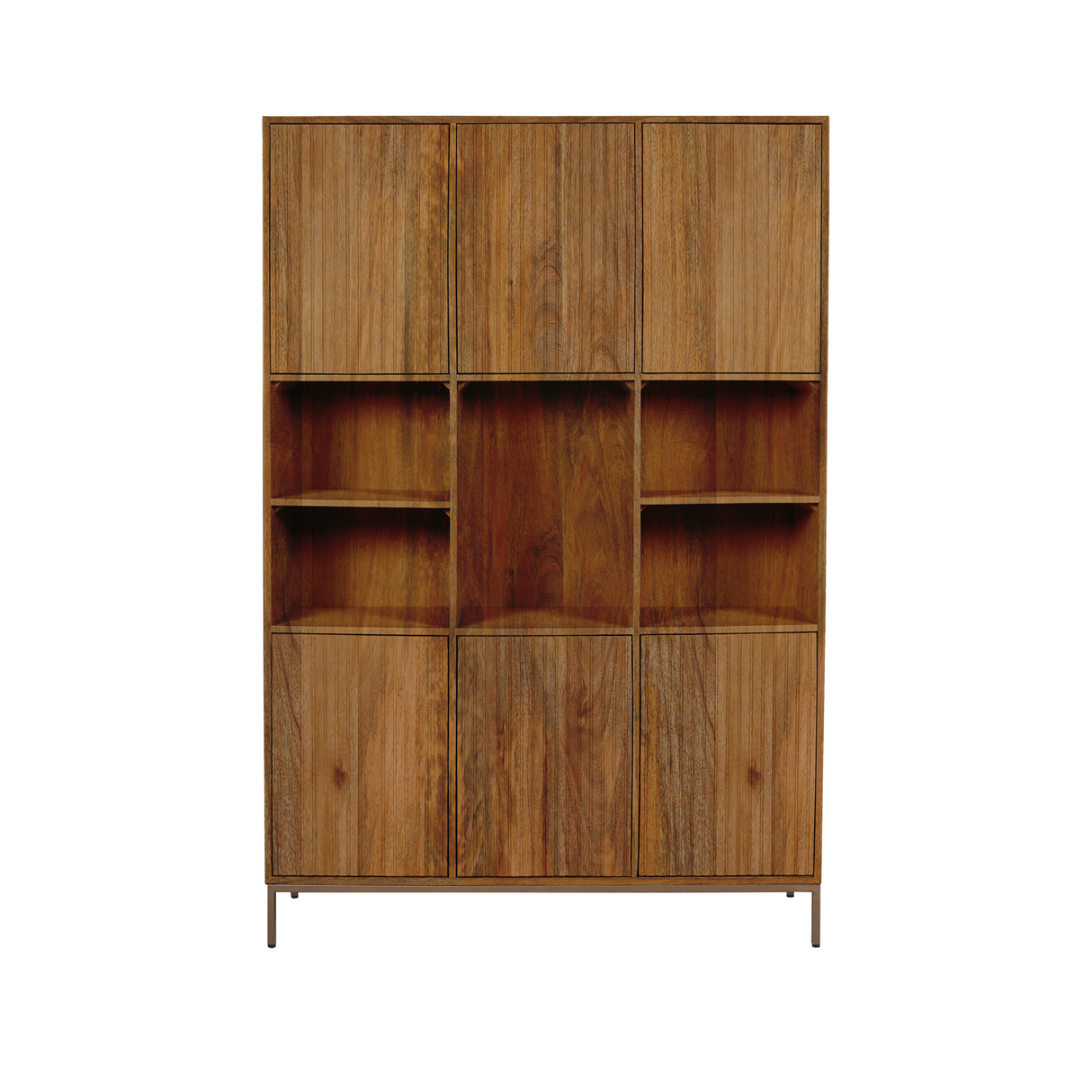 Tv-meubel - Naturel Mangohout - 165 cm - Verticaal Lattenpatroon