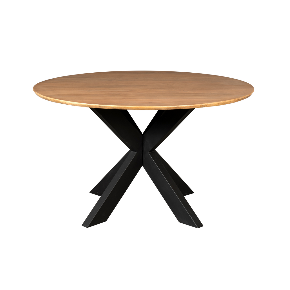 Ronde Eettafel - Naturel Mangohout - 110 cm - Zwarte Matrixpoot