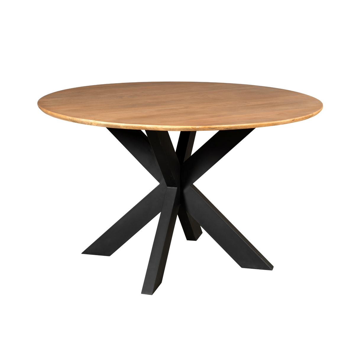 Ronde Eettafel - Naturel Mangohout - 110 cm - Zwarte Matrixpoot
