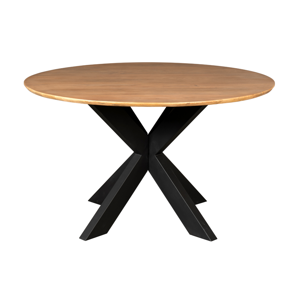 Ronde Eettafel - Naturel Mangohout - 130 cm - Zwarte Matrixpoot