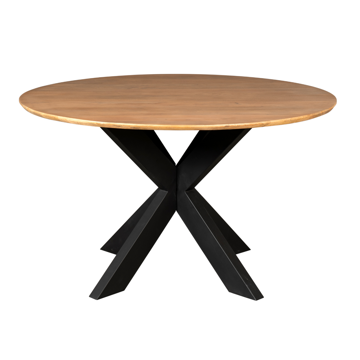 Ronde Eettafel - Naturel Mangohout - 150 cm - Zwarte Matrixpoot