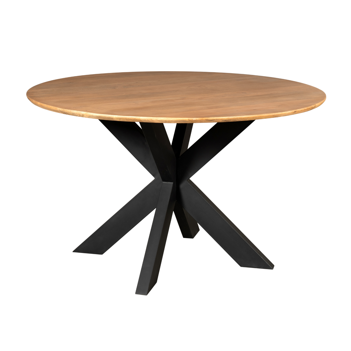 Ronde Eettafel - Naturel Mangohout - 150 cm - Zwarte Matrixpoot