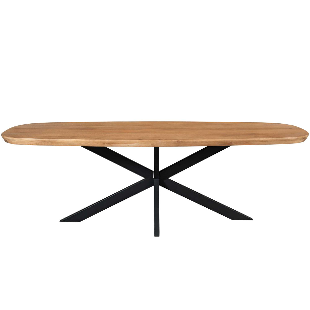 Deens Ovale Eettafel - Naturel Mangohout - 280 cm - Zwarte Matrixpoot
