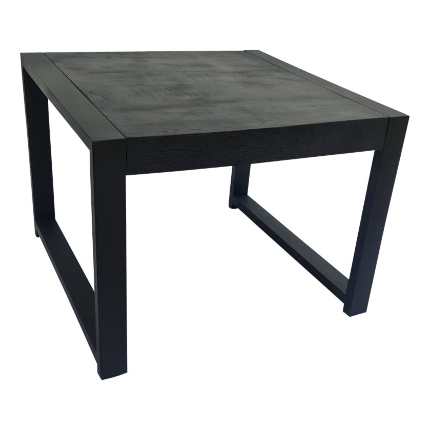 Bijzettafel - Zwart - Mangohout - Metaal - 60 cm - Vierkant