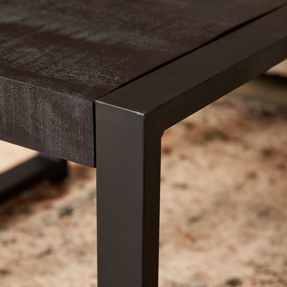 Bijzettafel - Zwart - Mangohout - Metaal - 60 cm - Vierkant