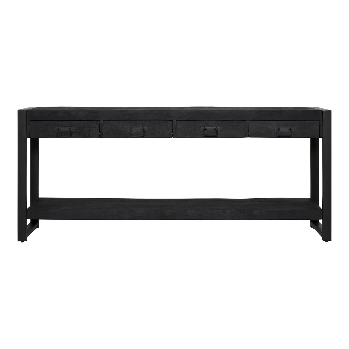 Sidetable - Zwart - Mangohout - Metaal - 180 cm - 4 Lades
