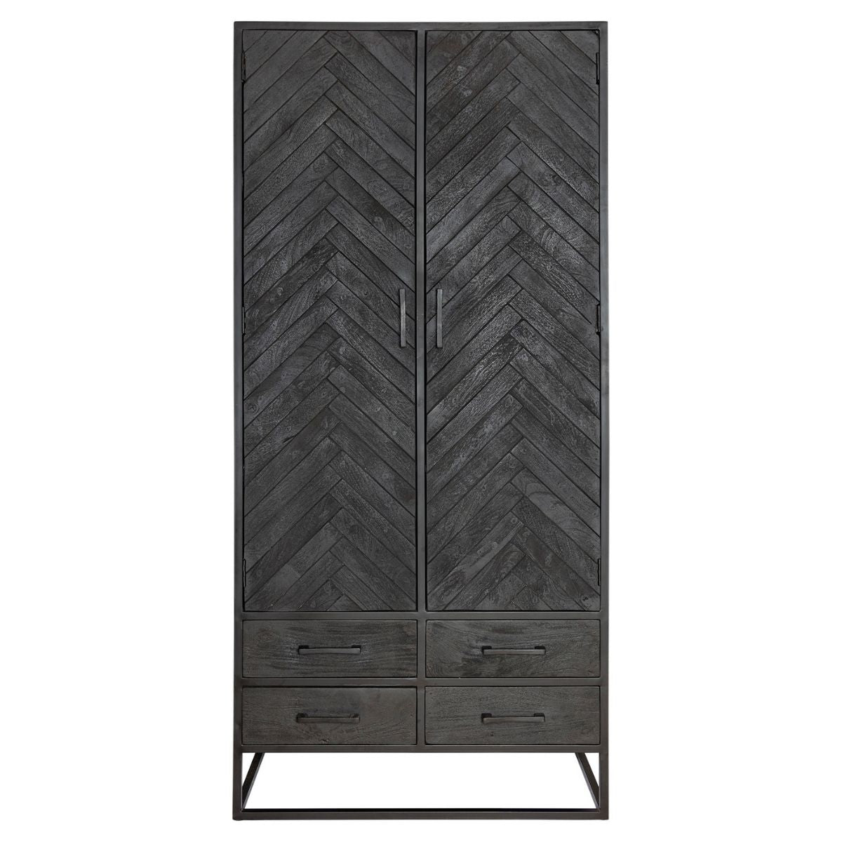 Kabinet - Zwart Mangohout - Visgraat - 90x200 cm