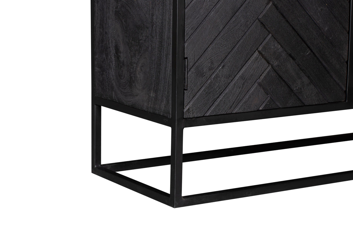 Kabinet - Zwart - Mangohout - 100 cm - 2 Deuren - 1 Lade