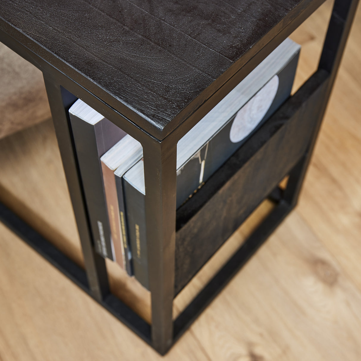 Slider - Zwart - Mangohout - Metaal - 53 cm