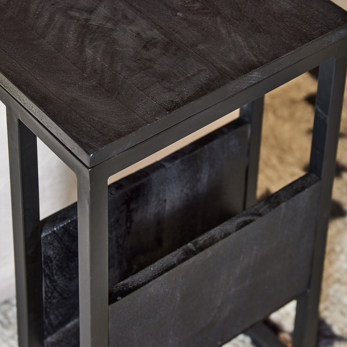 Slider - Zwart - Mangohout - Metaal - 53 cm