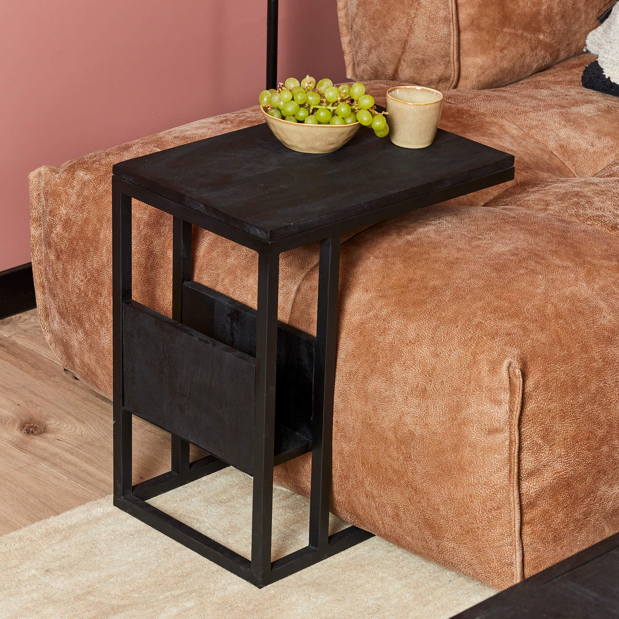 Slider - Zwart - Mangohout - Metaal - 53 cm