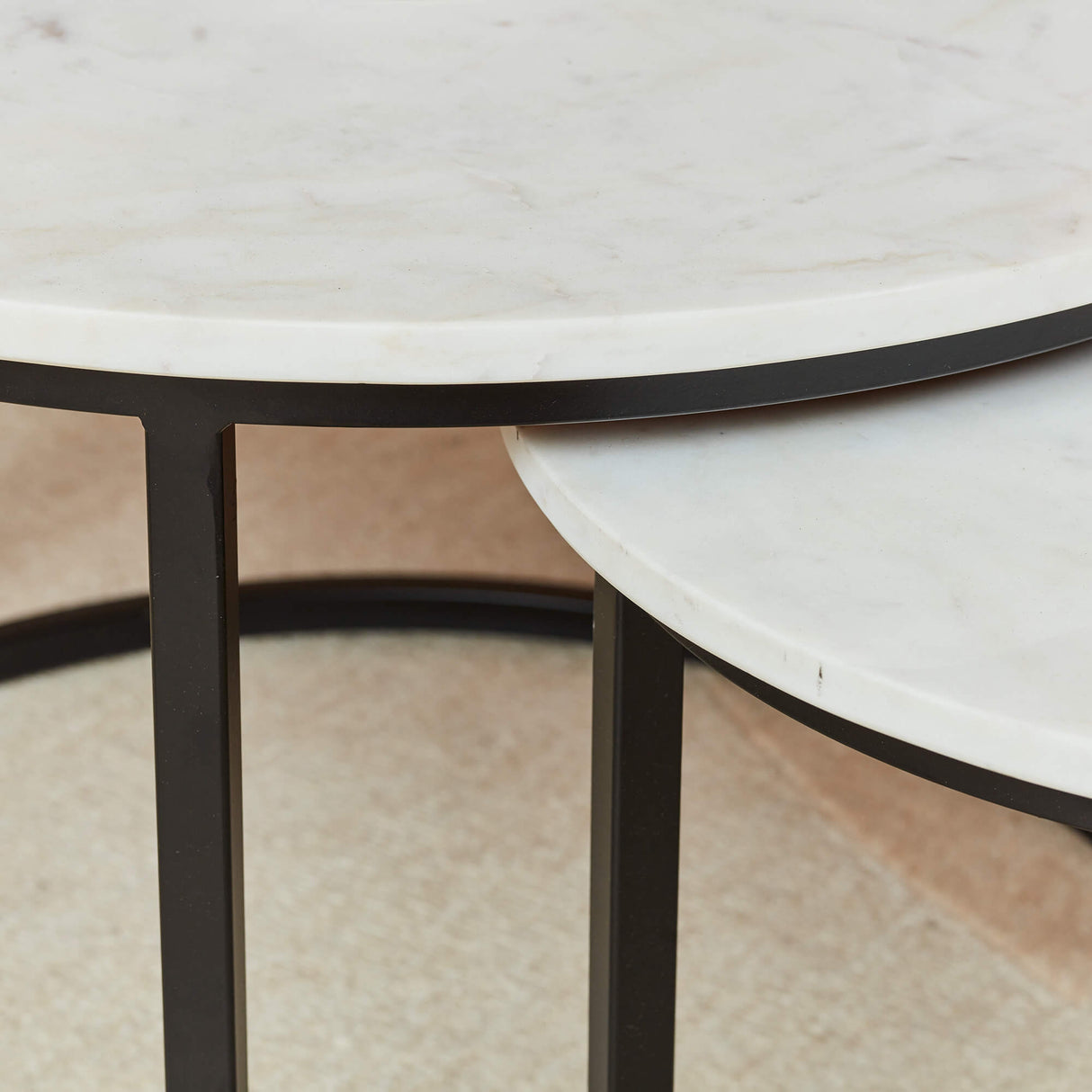 Salontafel-set - Wit - Marmer - 2-delig - 70 cm