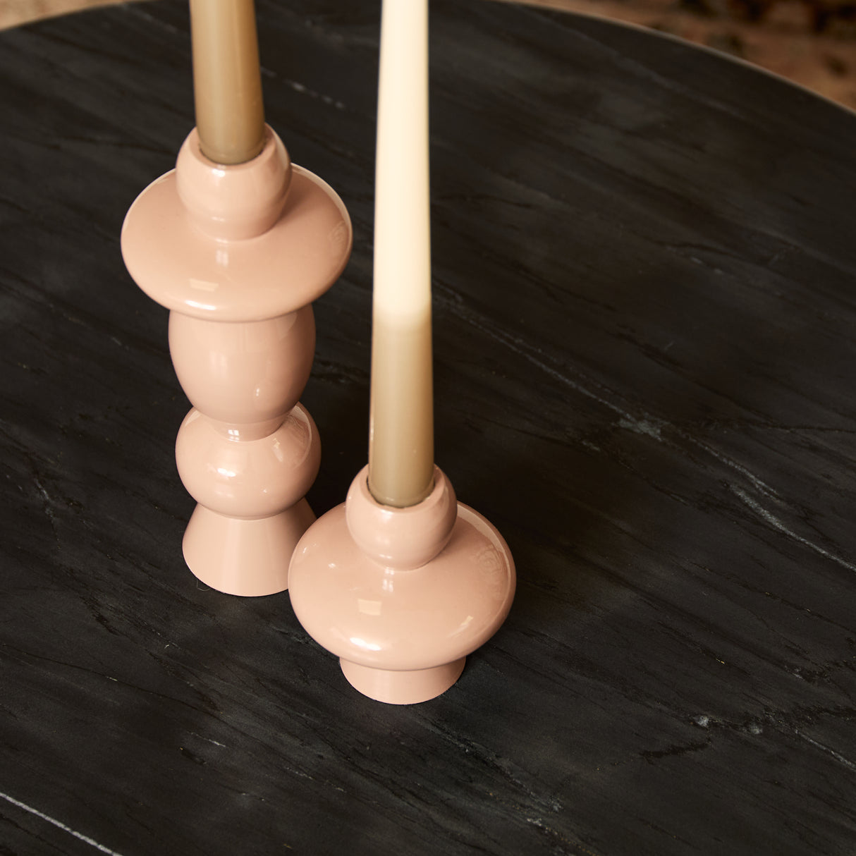 Salontafel set - Zwart - Marmer - Metaal - 70 cm - Rond