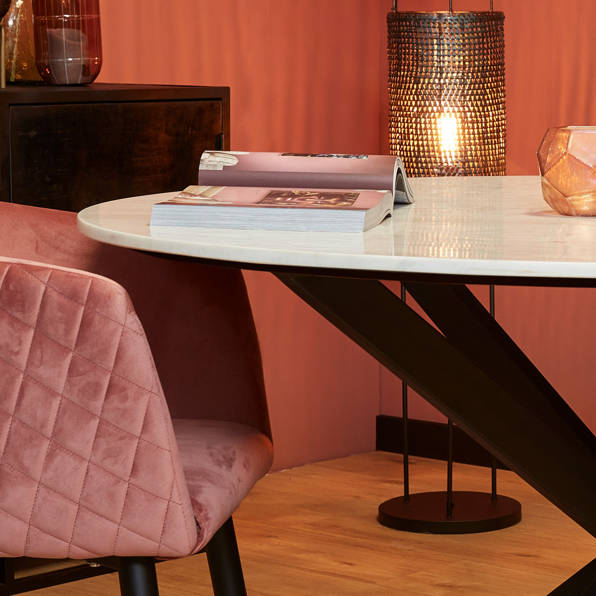 Eettafel - Wit Marmer - Metaal - 130 cm - Rond