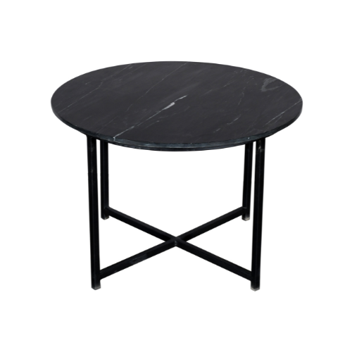 Ronde Salontafel Zwart Marmer - 75 cm - Industrieel Metalen Onderstel
