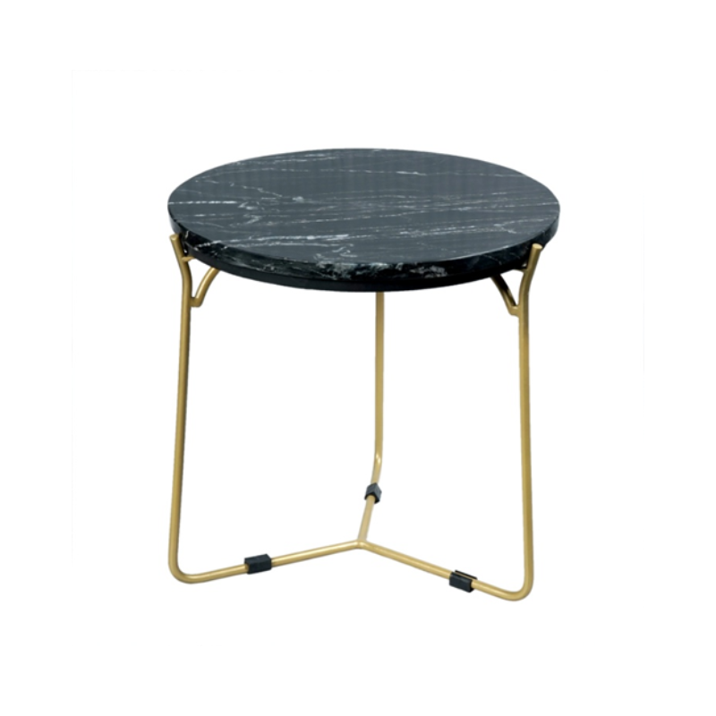 Salontafel set - Zwart Marmer - Metaal - Goud - 45 cm - 2-delig