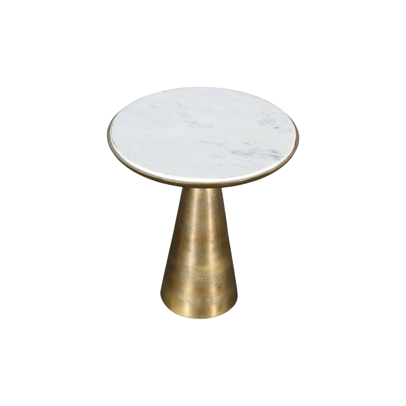 Bijzettafel - Wit Marmer - Metaal - Goud - 45 cm