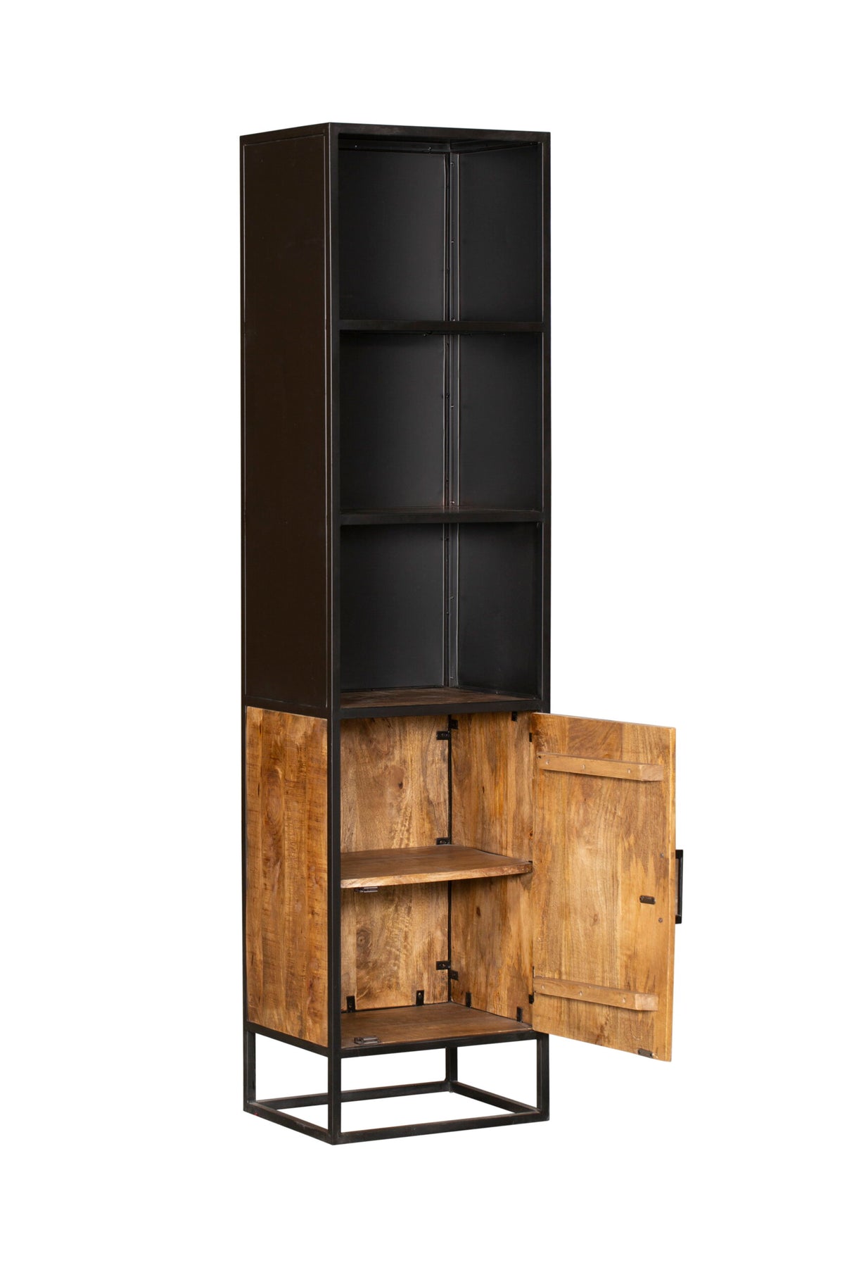 Boekenkast - Met deur - Zwart - Mangohout - 50 cm