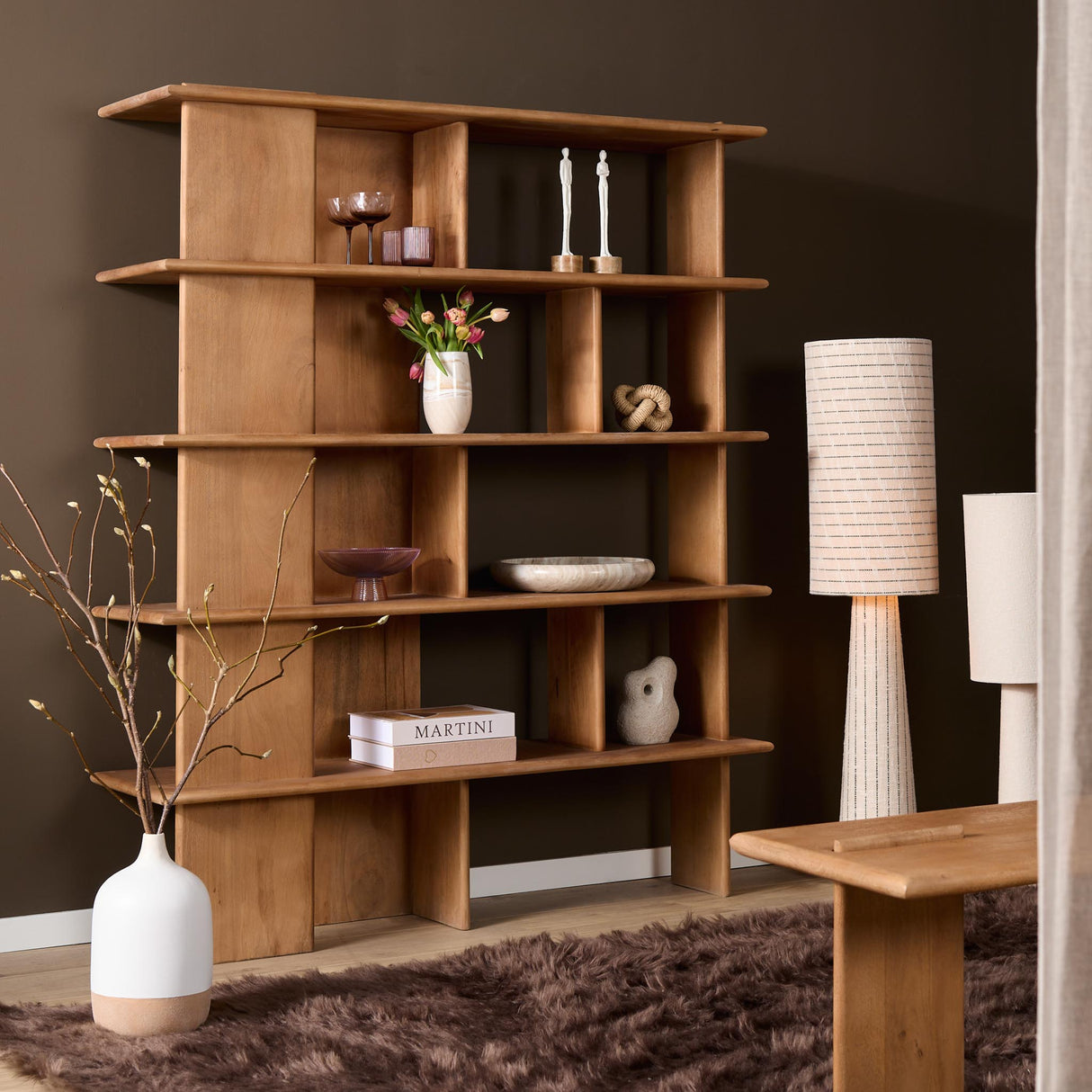 Open Wandkast - Naturel Mangohout - 150 cm - Speels Design