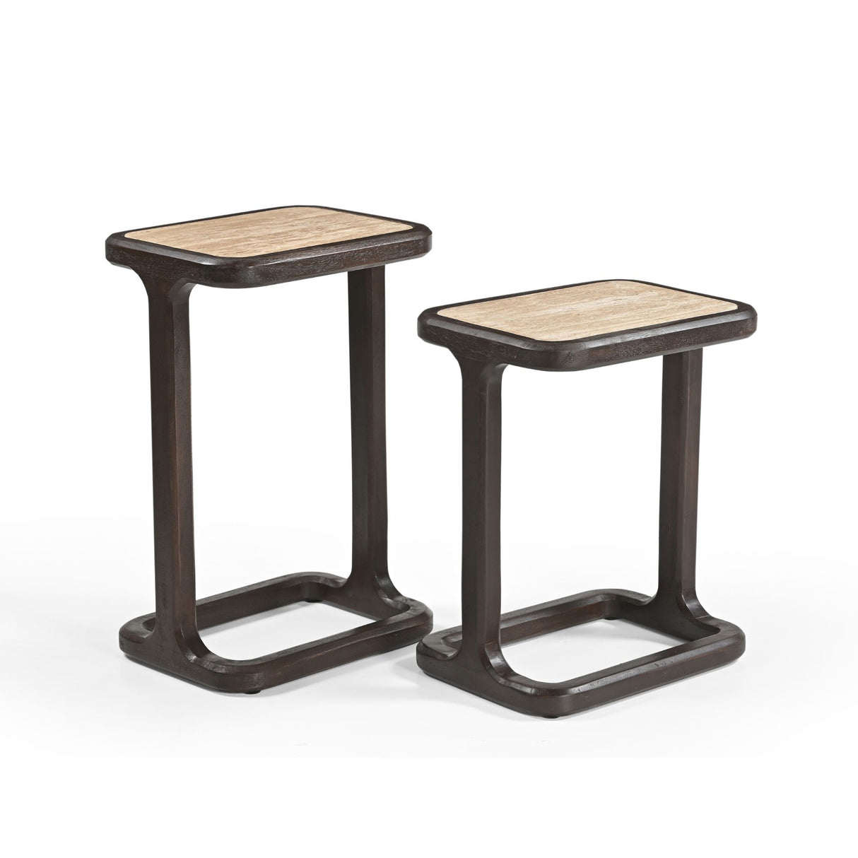 Bijzettafel Arvid Bruin Travertin 58 cm
