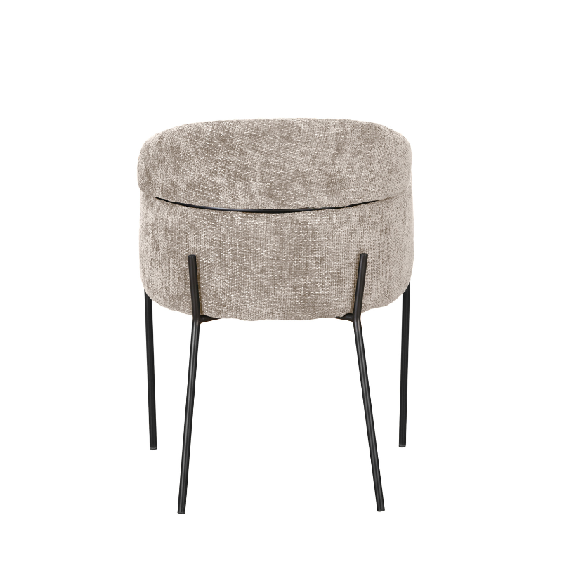 Eetkamerstoel - Beige - Stof - Metaal - Armleuning