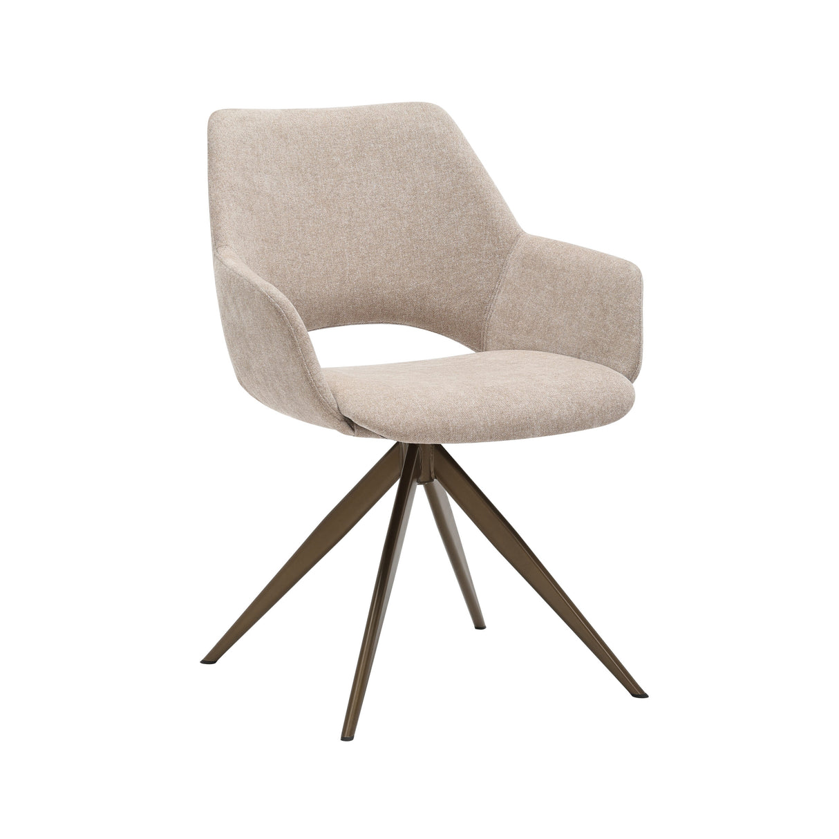 Eetkamerstoel - Beige - Metaal - Draaibaar - 180 Graden