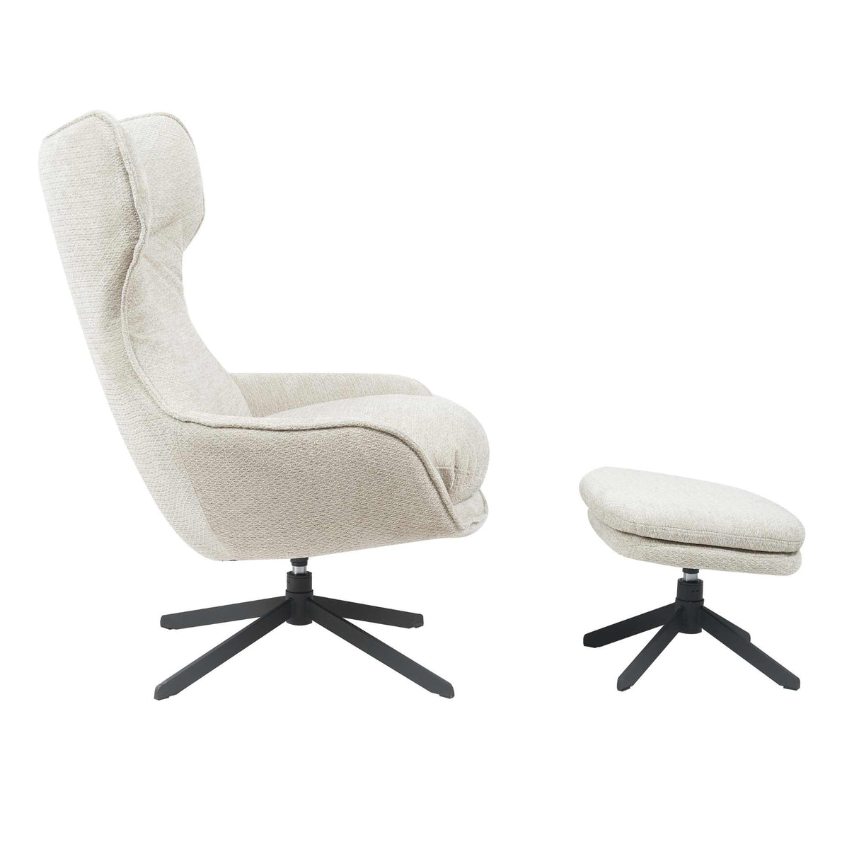Fauteuil - Draaibaar - Taupe - Stof - Inclusief Voetenbank